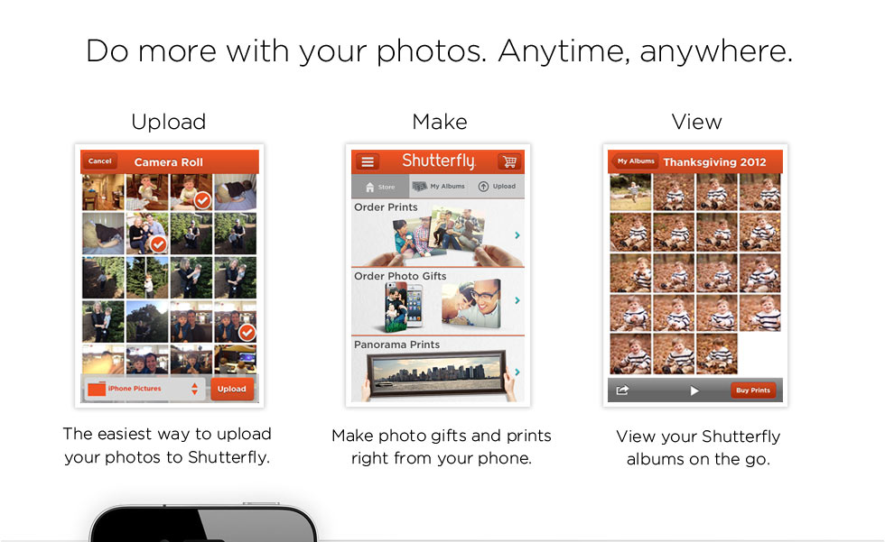 Do more with your photos. Anytime, anywhere. Upload. Make. View.