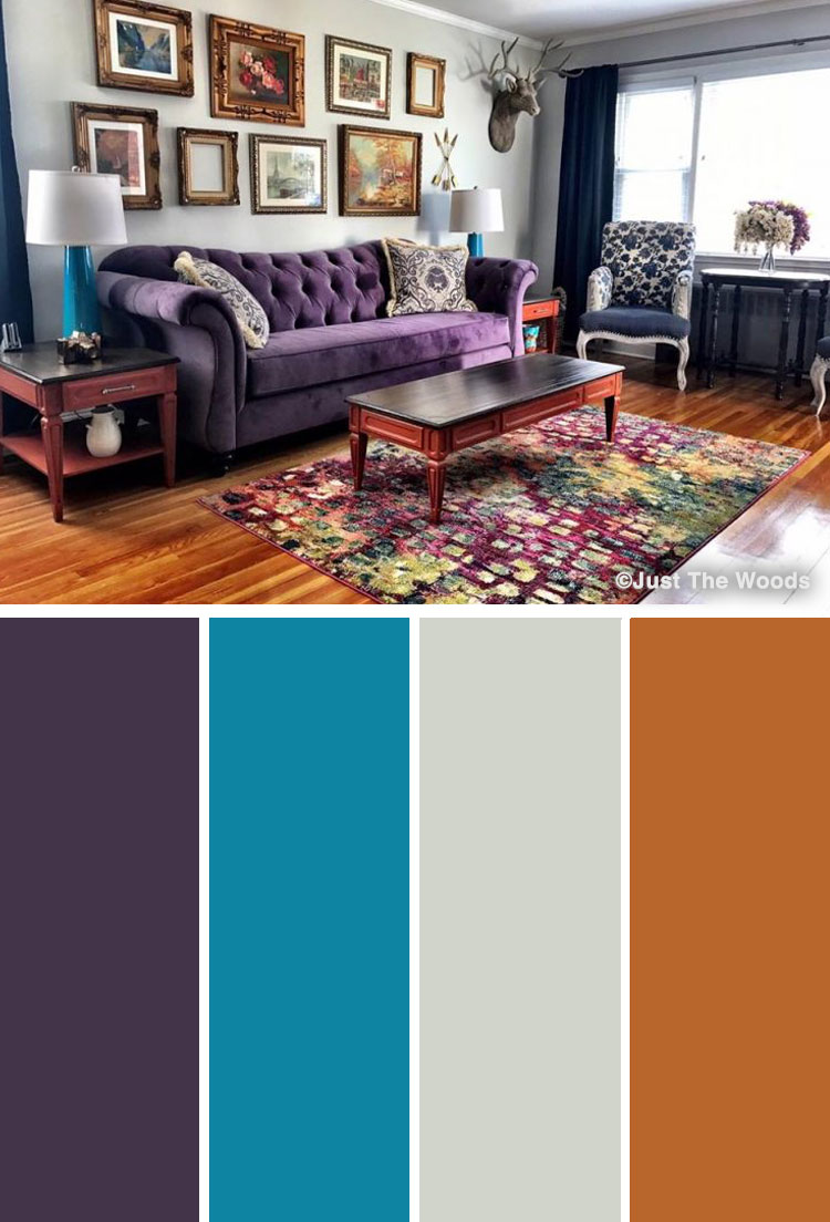 Colour Combination For Living Room With Purple