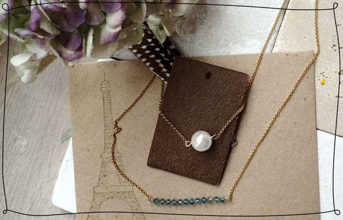 simple necklaces hang on cards