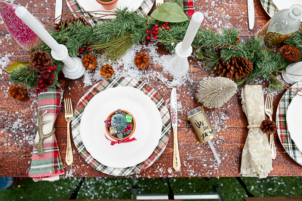 winter wonderland place setting tablescape