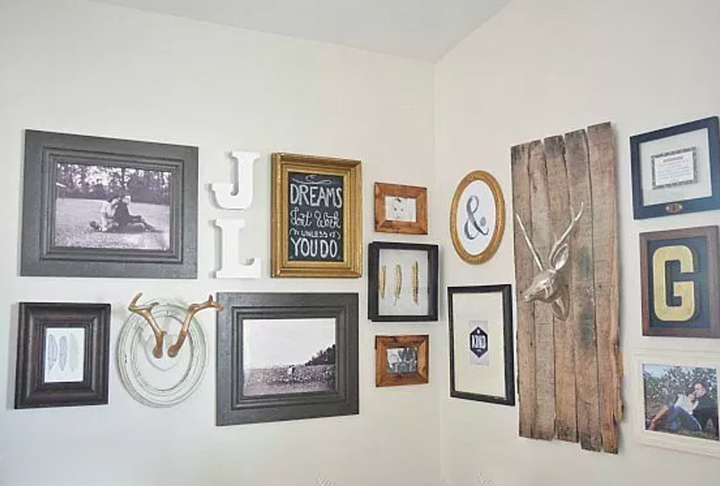 25 Unique Corner Decoration Ideas For Your Living Room Shutterfly   Corner Decoration Ideas For Living Room Rustic Gallery Wall 