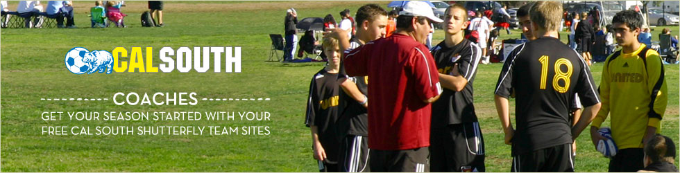 COACHES - GET YOUR SEASON STARTED WITH YOUR FREE CAL SOUTH SHUTTERFLY TEAM SITES